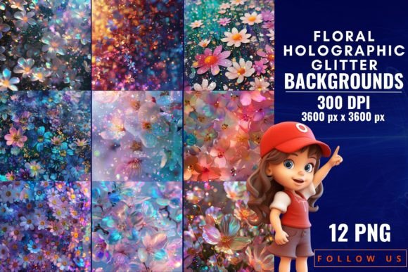 Download Floral Holographic Glitter Backgrounds - Premium Resources