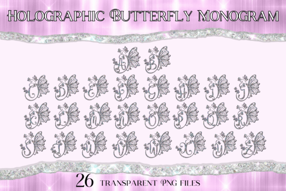 Download Holographic Butterfly Monogram - Premium Resources